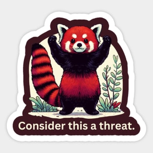 Adorable Red Panda Threat - Cute & Humorous Animal Sticker